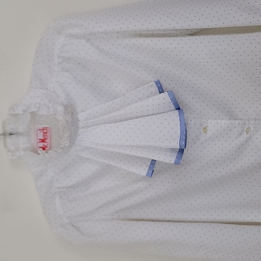Vintage Mr. Mench White w/ Blue Polka Dots Womens M